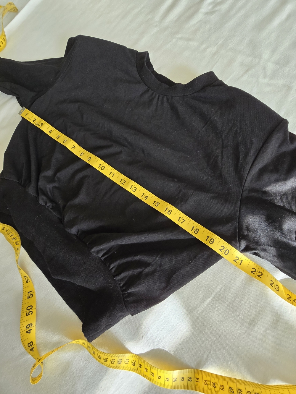 ASTR The Label Volume Shoulder Cropped Tee Black Padded Shoulder Waistband Top S - Picture 6 of 10